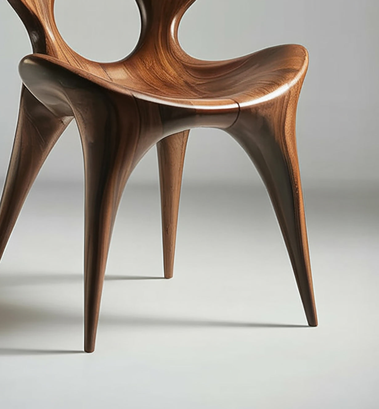 Artistic Sculptural Wooden Chair – Handcrafted Solid Wood Design Chair