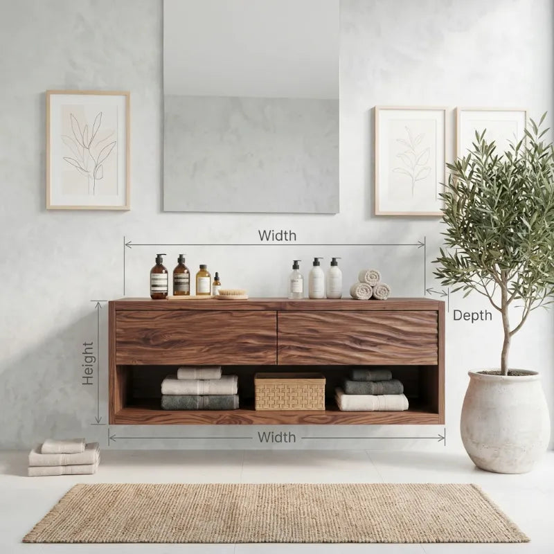 Contemporary Floating Bathroom Vanity With Carved Front For Bathroom