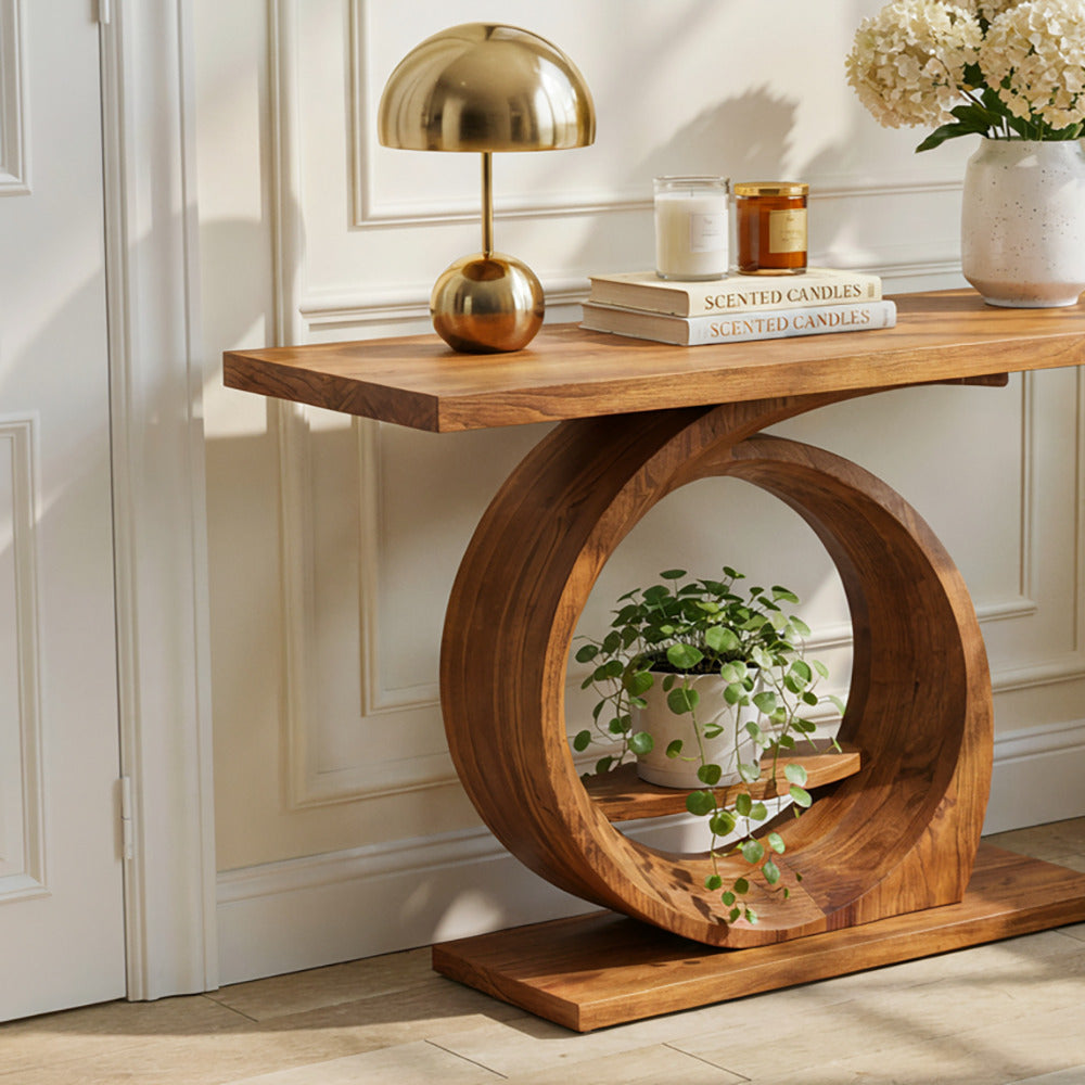 Contemporary solid wood hallway console table