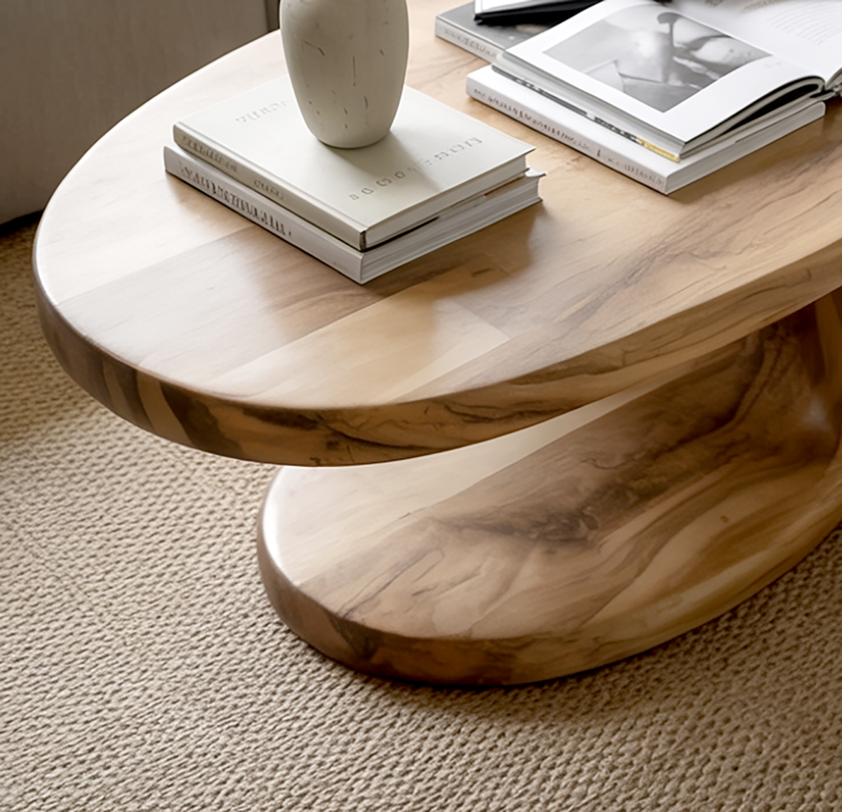 Handcrafted Oval Solid Wood Coffee Table Organic Elegance Meets Everyday Functionality