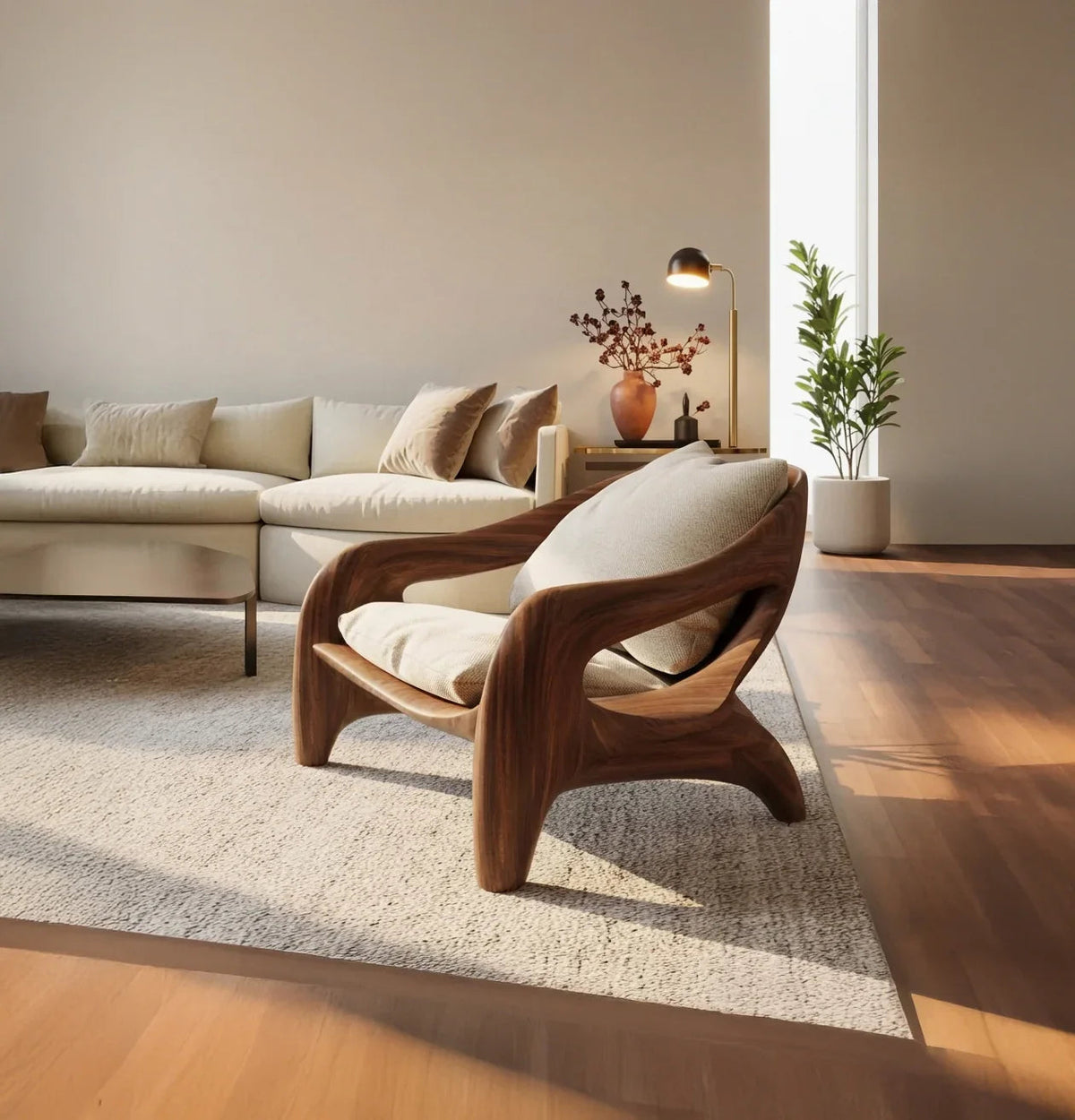 Solid wood lounge chair with comfortable and durable design