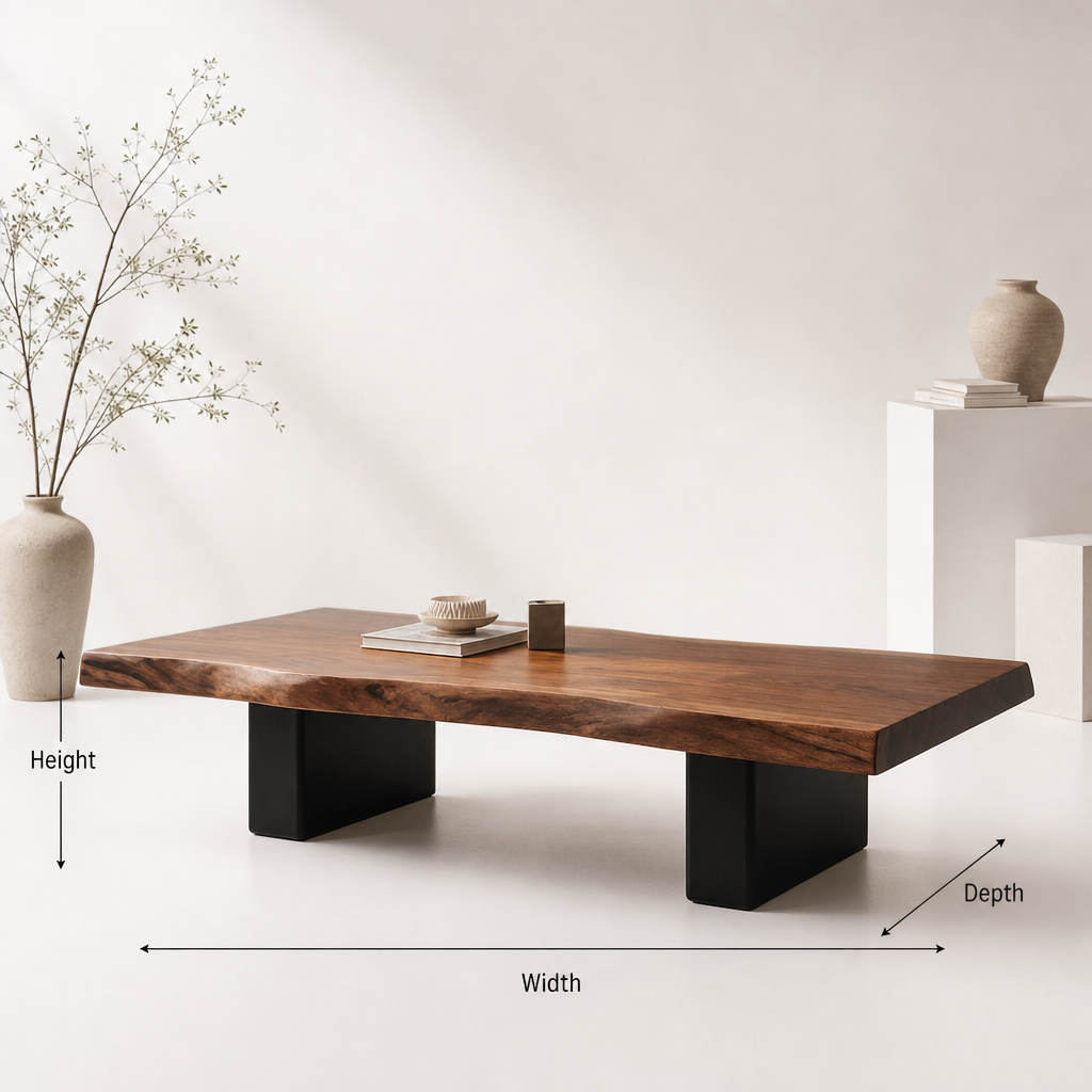 Handcrafted Live Edge Coffee Table, Natural Tree Root Base Sofa Table