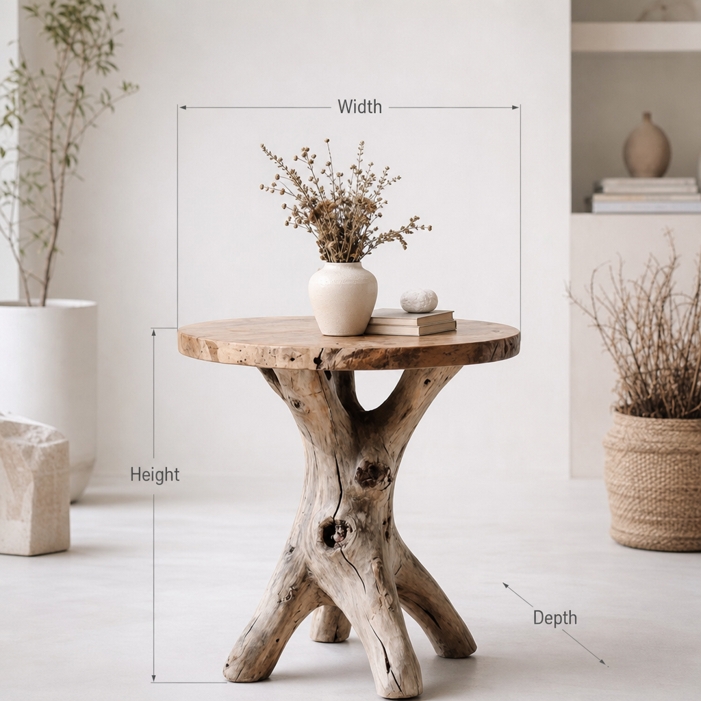 Live Edge End Table – Handcrafted Round Solid Wood Table, Rustic Handmade Accent