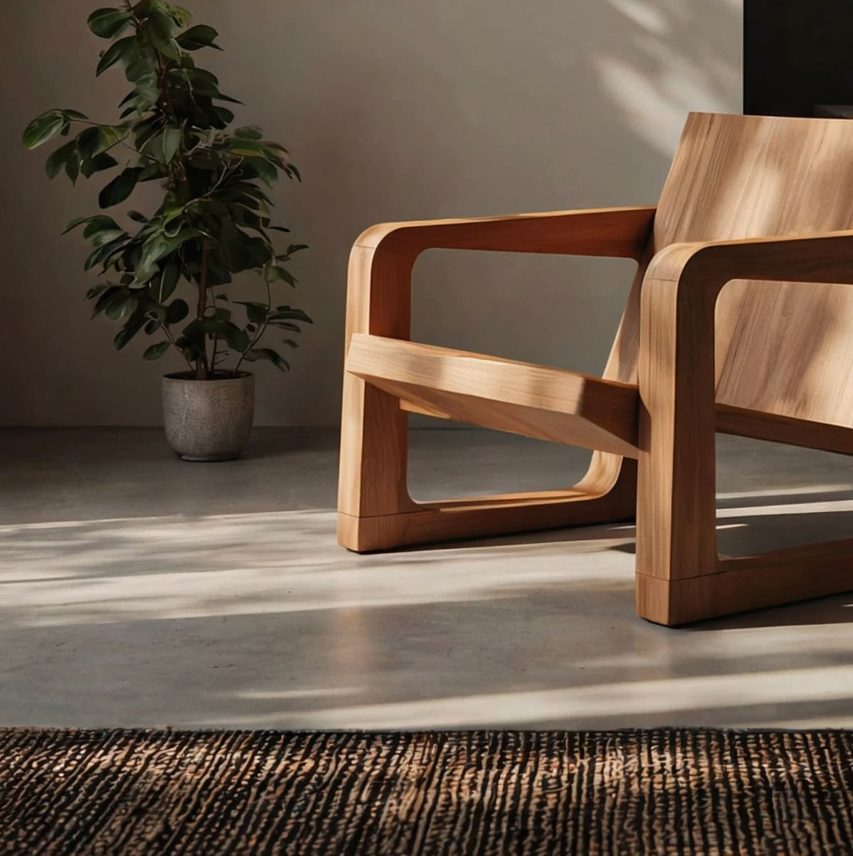 Solid wood chaise lounge featuring clean mid-century lines