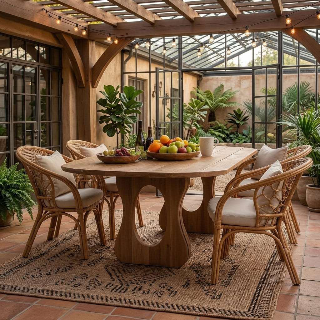 Handcrafted mid-century dining table designed for everyday dining and entertaining