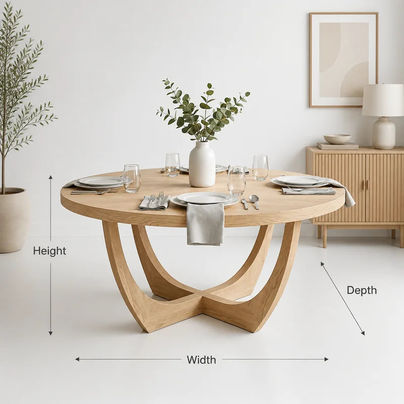 Modern Sculptural Round Dining Table – Handcrafted Solid Wood Organic Design