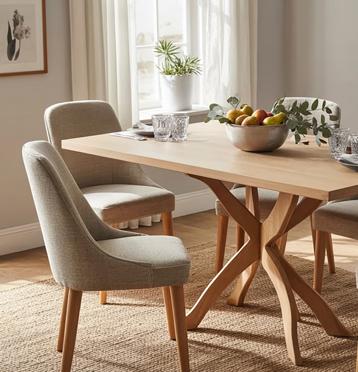 Modern wood dining table for family dining room interiors