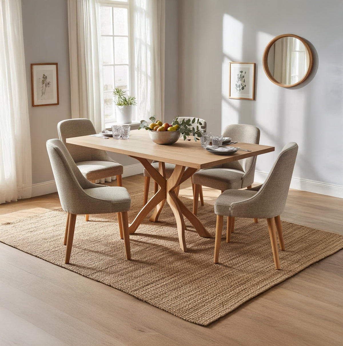 Organic modern solid wood rectangular dining table