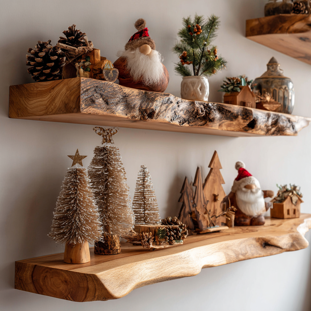 Floating Wall Shelf – Solid Wood Shelf for Living Room Organization & Christmas Gift