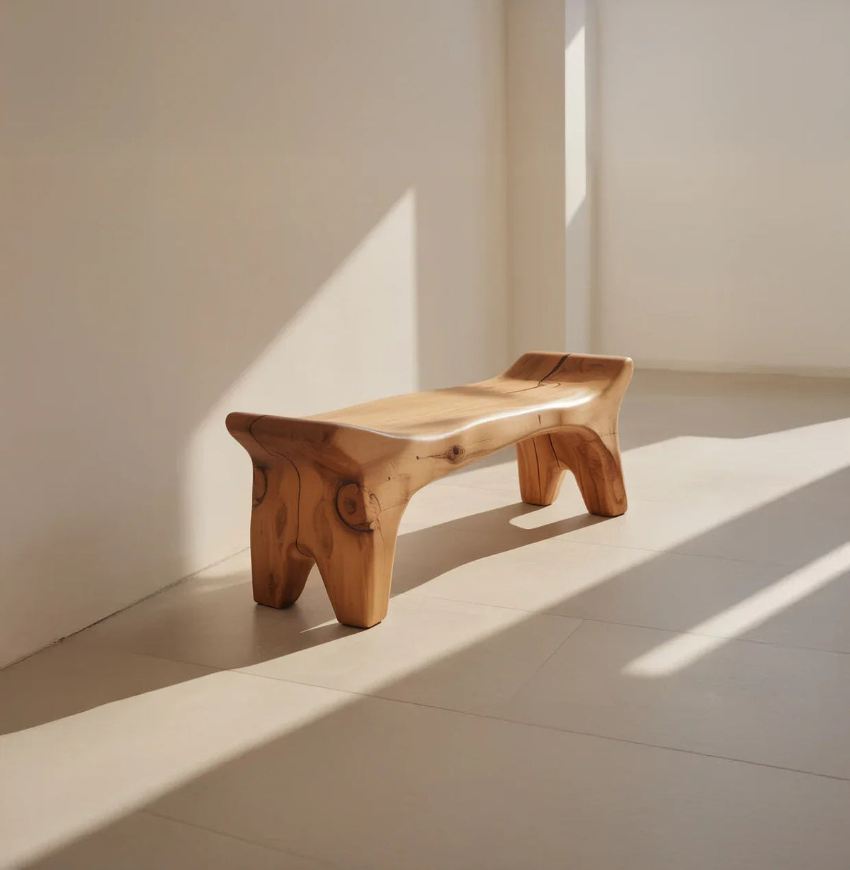 Solid wood bench for entryway with custom design and durable structure