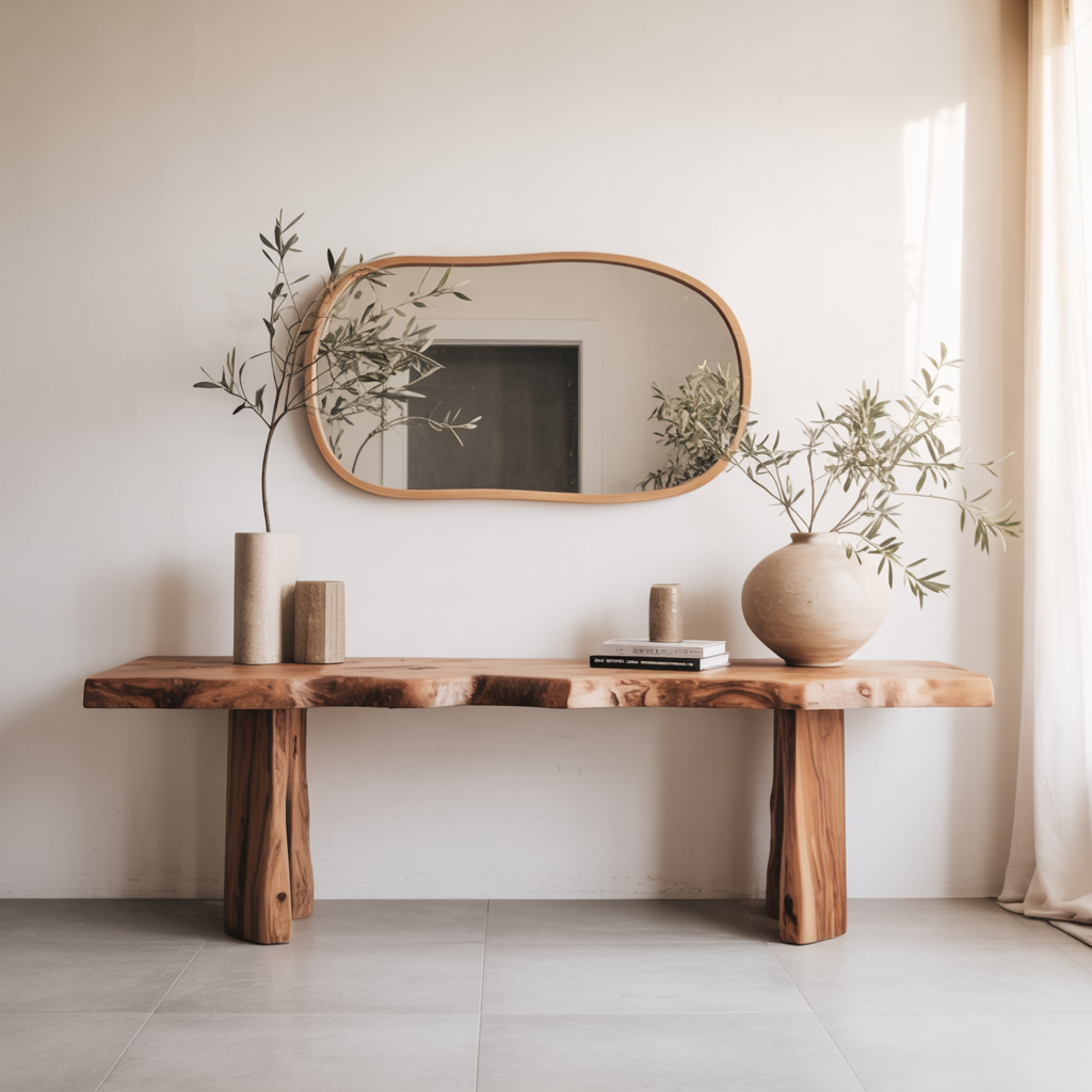 Rustic Solid Wood Console Table – Handmade Entryway Table for Holiday Decor or Hallway Display