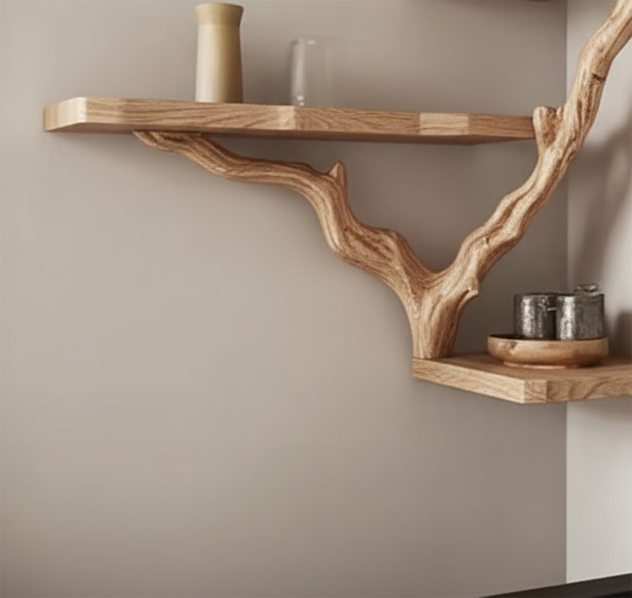 Tree Branch Bookshelf Floating Corner Black Wall Shelf Driftwood Shelves Gift For The Home