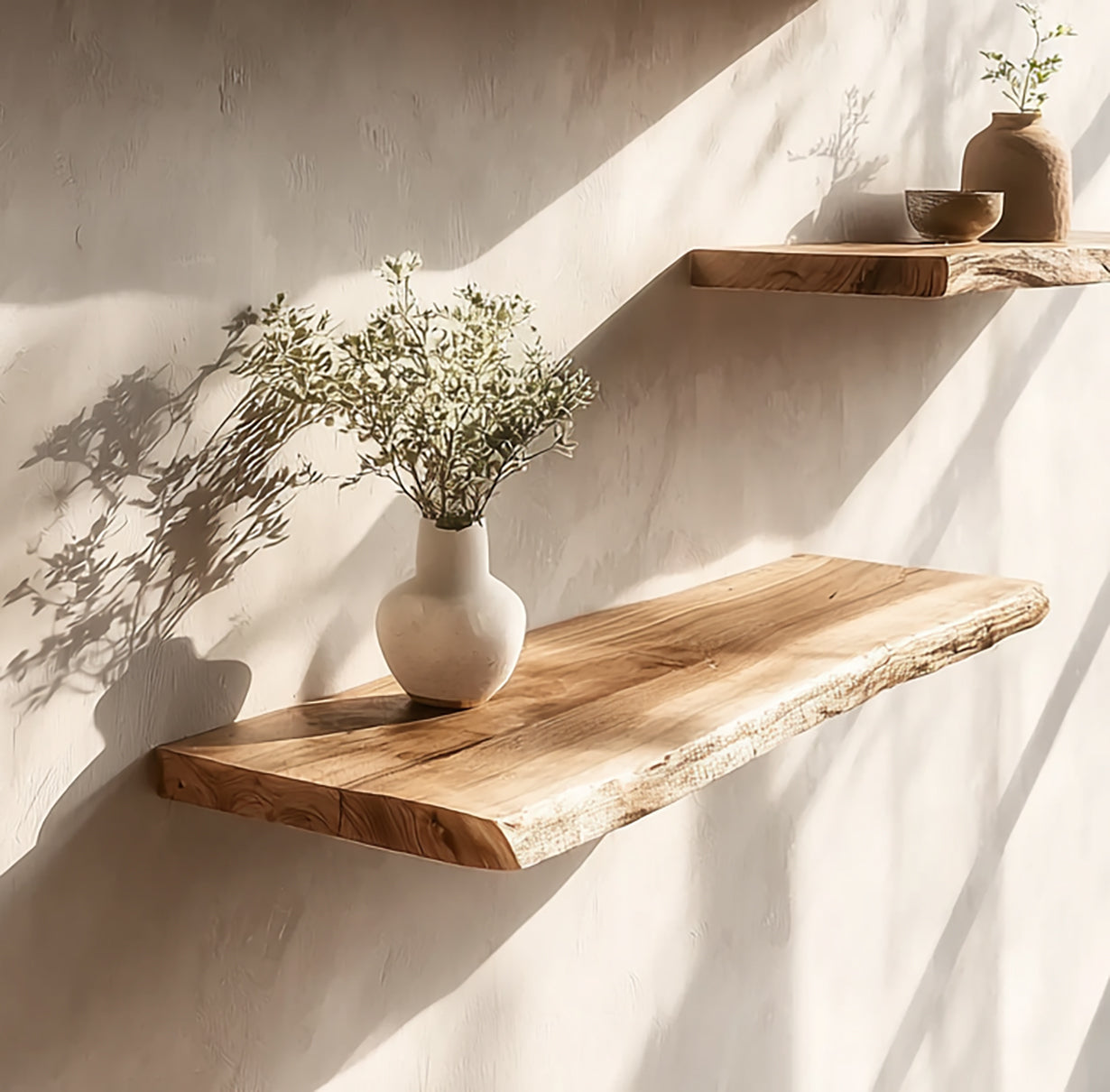 Handcrafted Floating Shelf – Natural Edge Wood Wall Storage