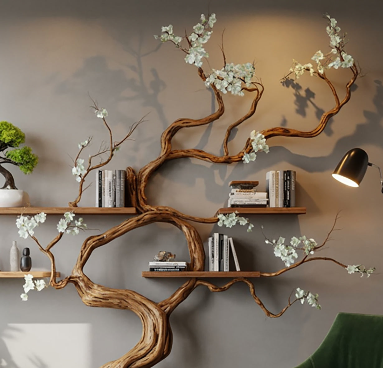 Handmade Solid Wood Tree Wall Shelf – Functional Wall Art Décor