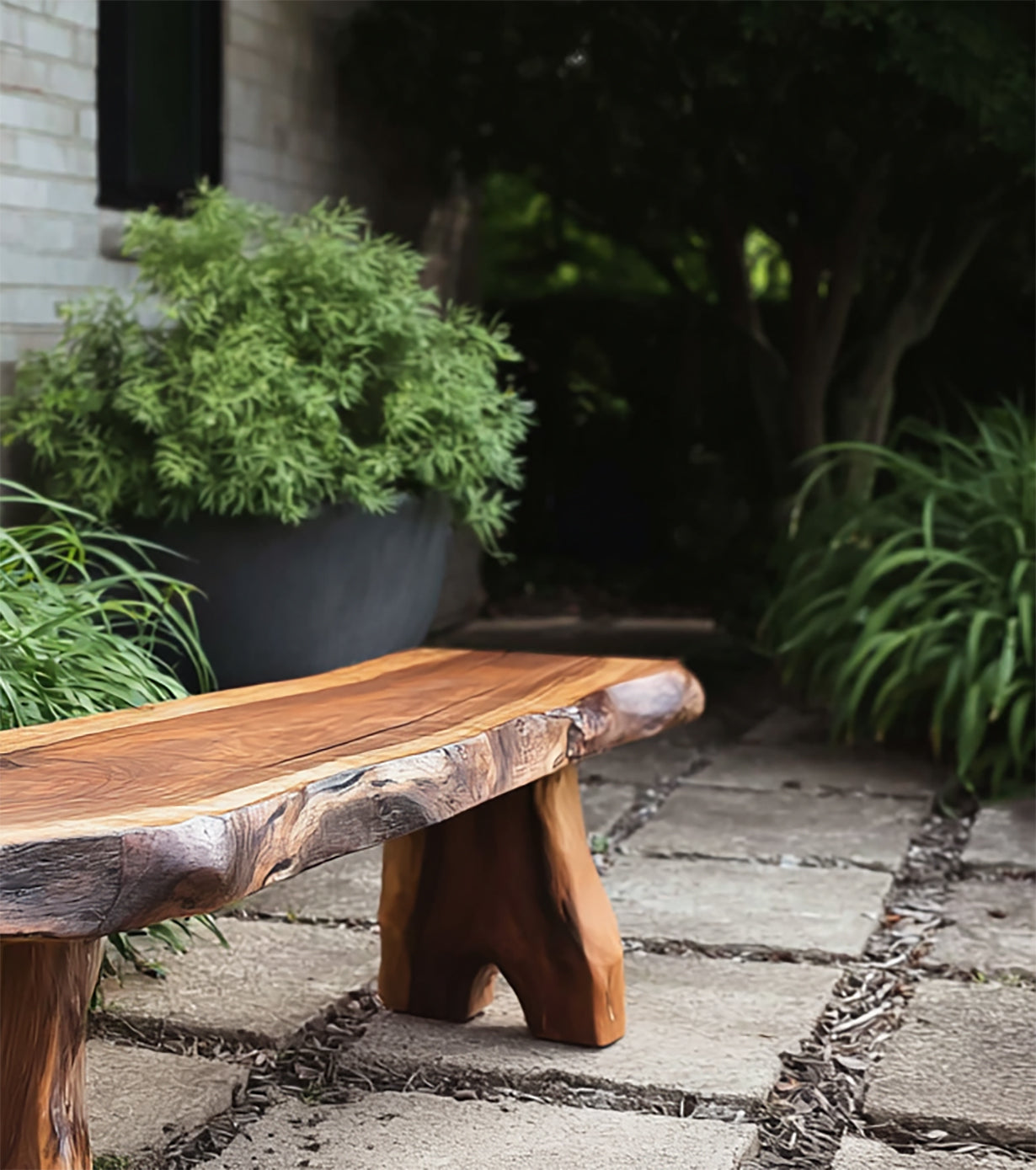 Handcrafted Live Edge Walnut Bench – Rustic Solid Wood Entryway & Dining Seat