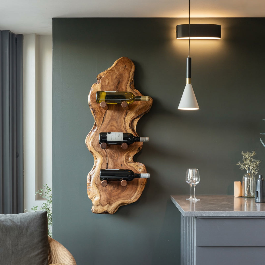 Handcrafted Solid Wood Wine Rack – Rustic Farmhouse Wine Holder for Kitchen or Home Bar