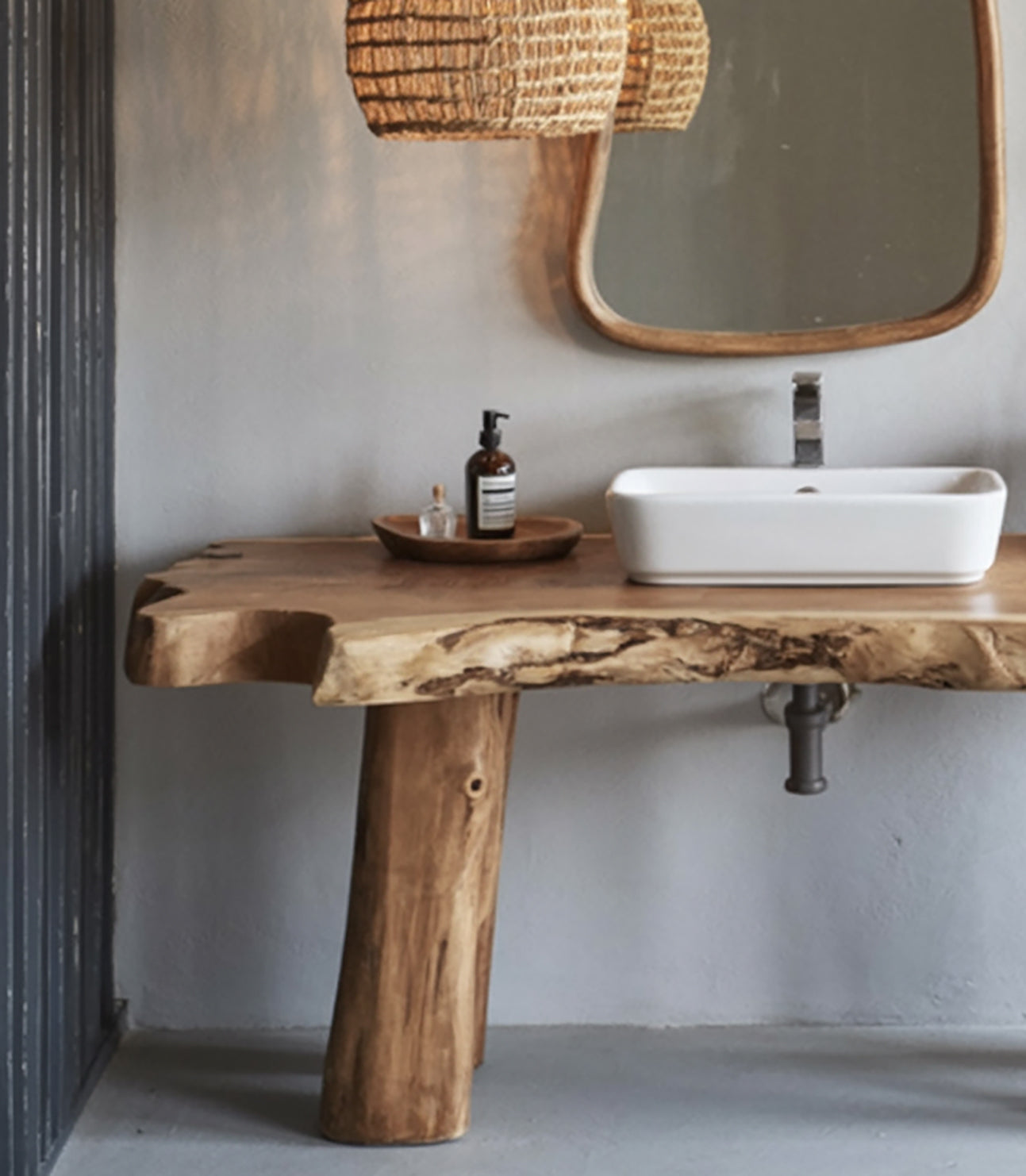 Rustic Bathroom Vanity – Solid Handmade Farmhouse Live Edge Reclaimed Wood Cabinet