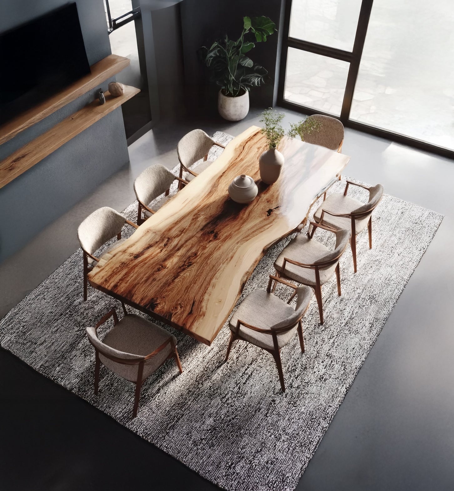 Live Edge Dining Table – Handmade Solid Wood Slab, Rustic Farmhouse Kitchen Table