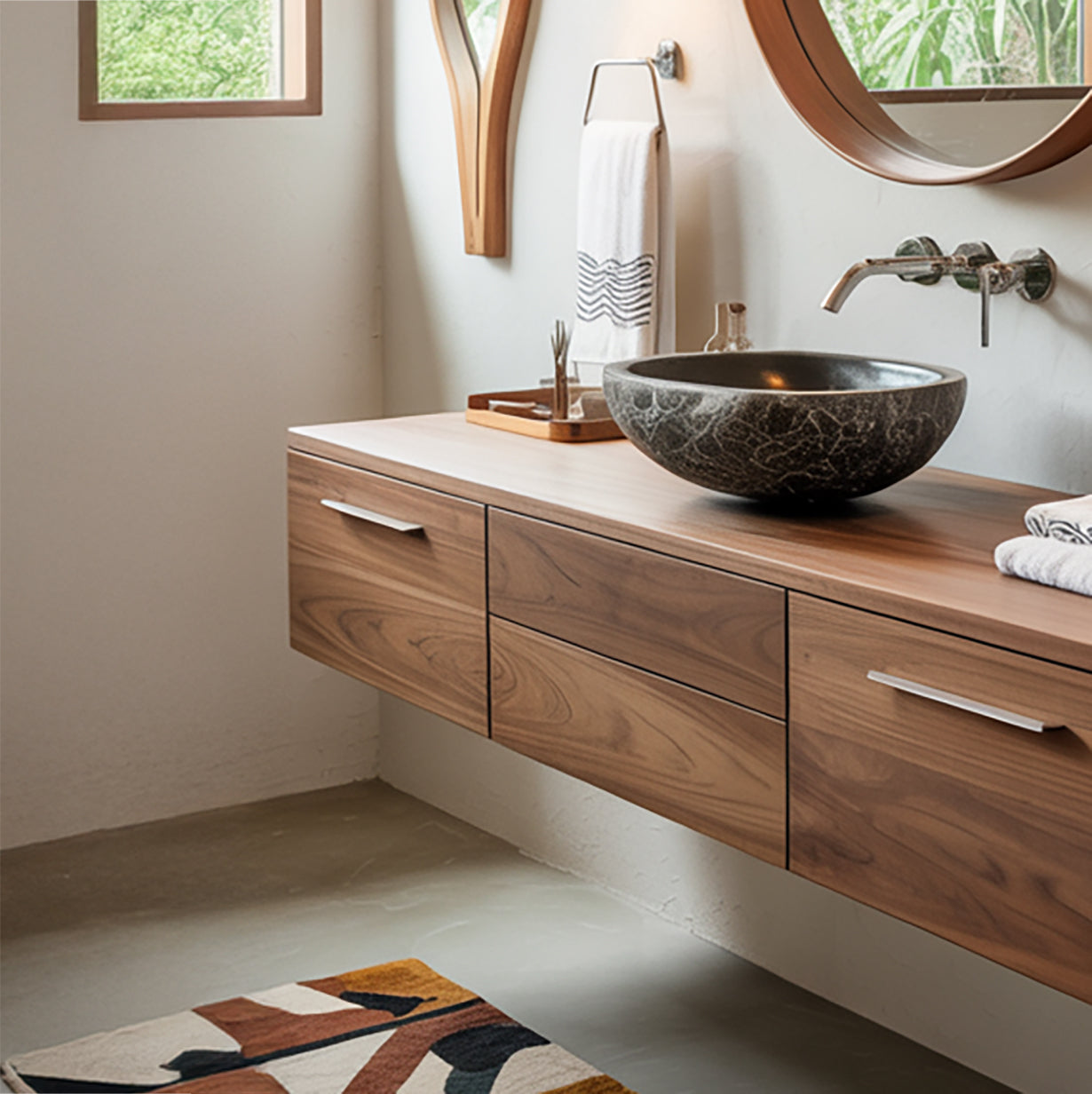 Modern Floating Wooden Bathroom Vanity for Contemporary Bathrooms