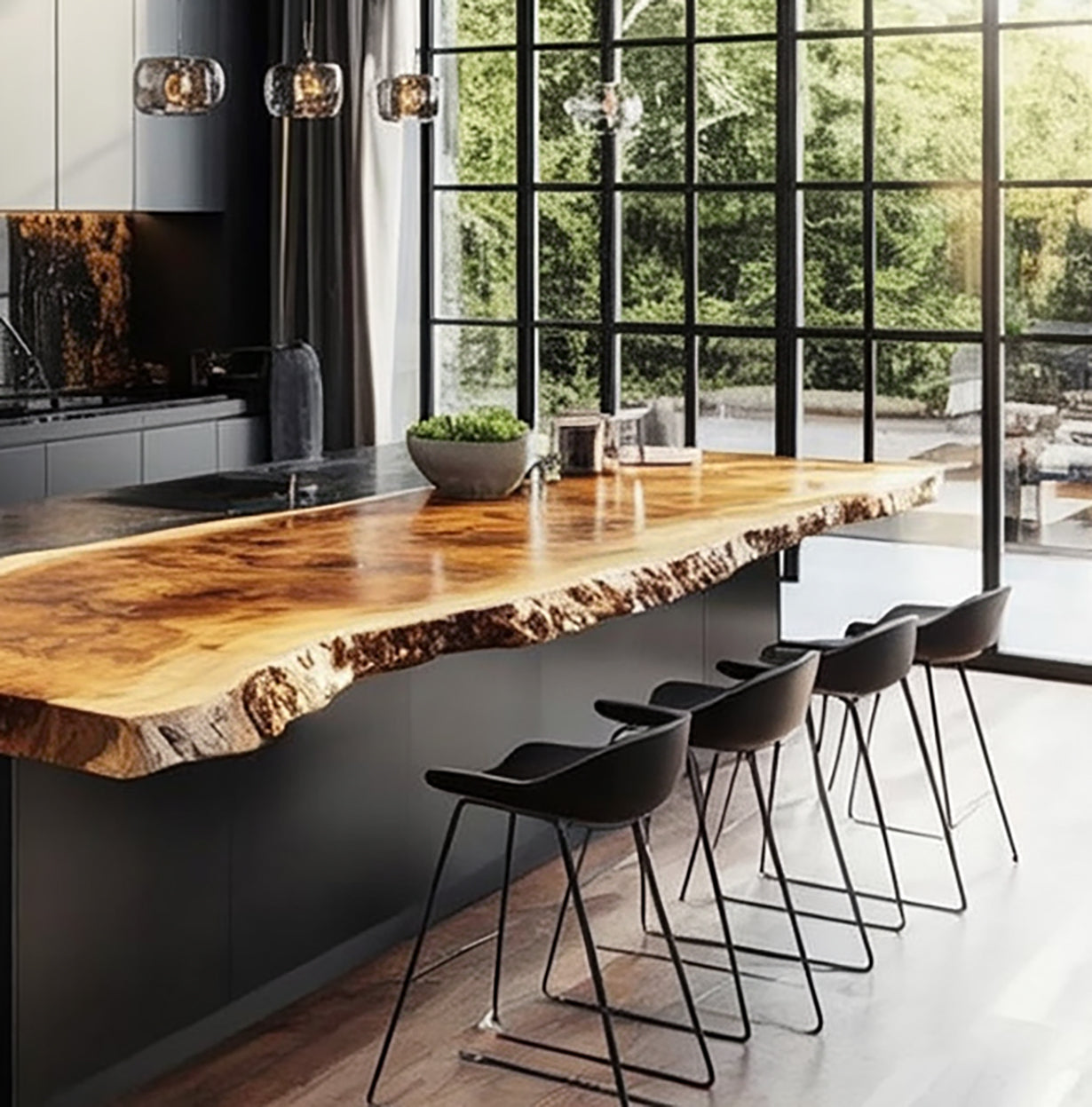 Handcrafted Live Edge Wood Kitchen Island Top – Scandinavian Rustic