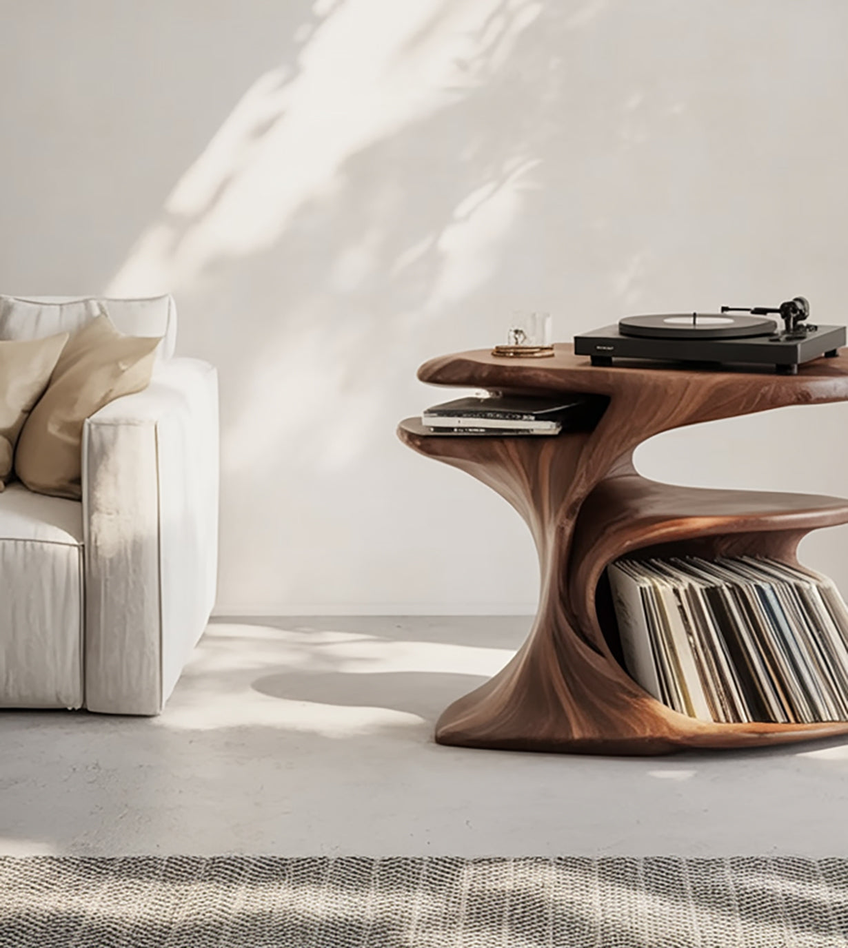 Farmhouse Turntable Station with Storage – Handcrafted Solid Wood Record Player Stand