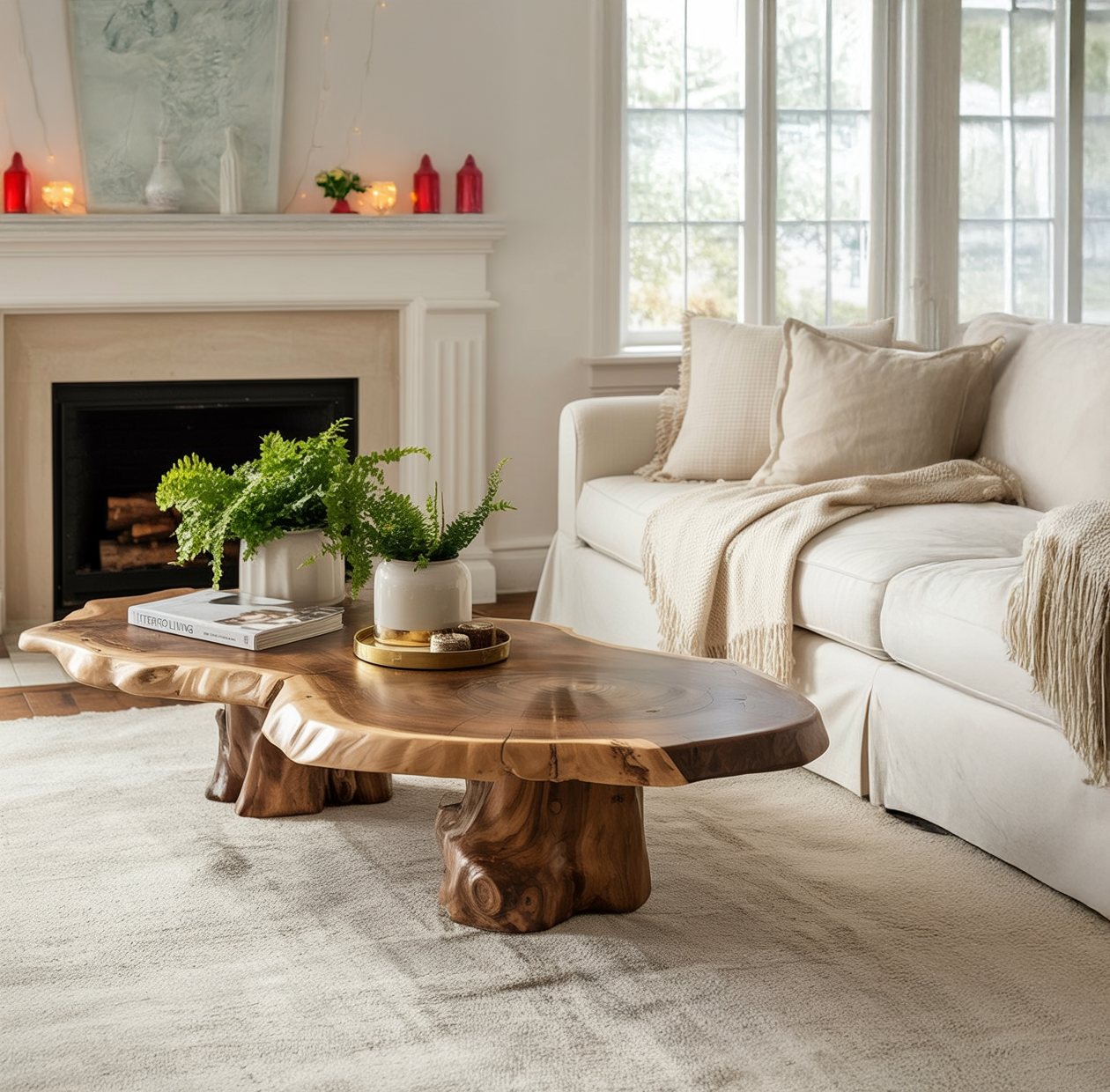 Handmade Live Edge Coffee Table – Rustic Solid Wood Slab for Modern Farmhouse Decor