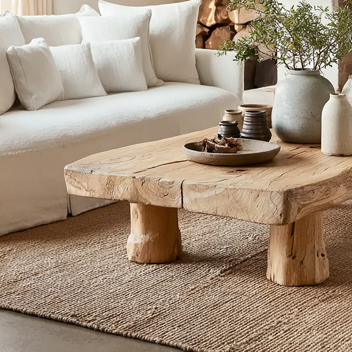Handcrafted Live Edge Wood Coffee Table – Organic Rustic Home Decor
