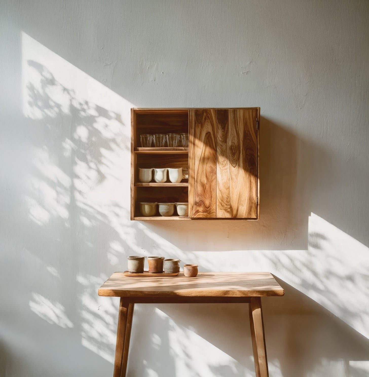 Handcrafted Solid Wood Wall Cabinet – Minimalist Hanging Shelf