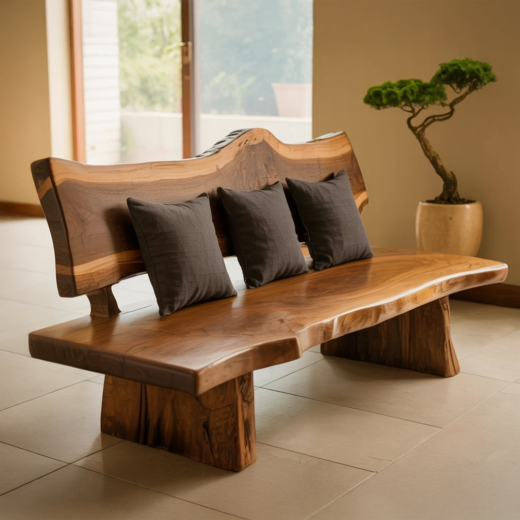 Handcrafted Live Edge Bench – Solid Wood Entryway Seating