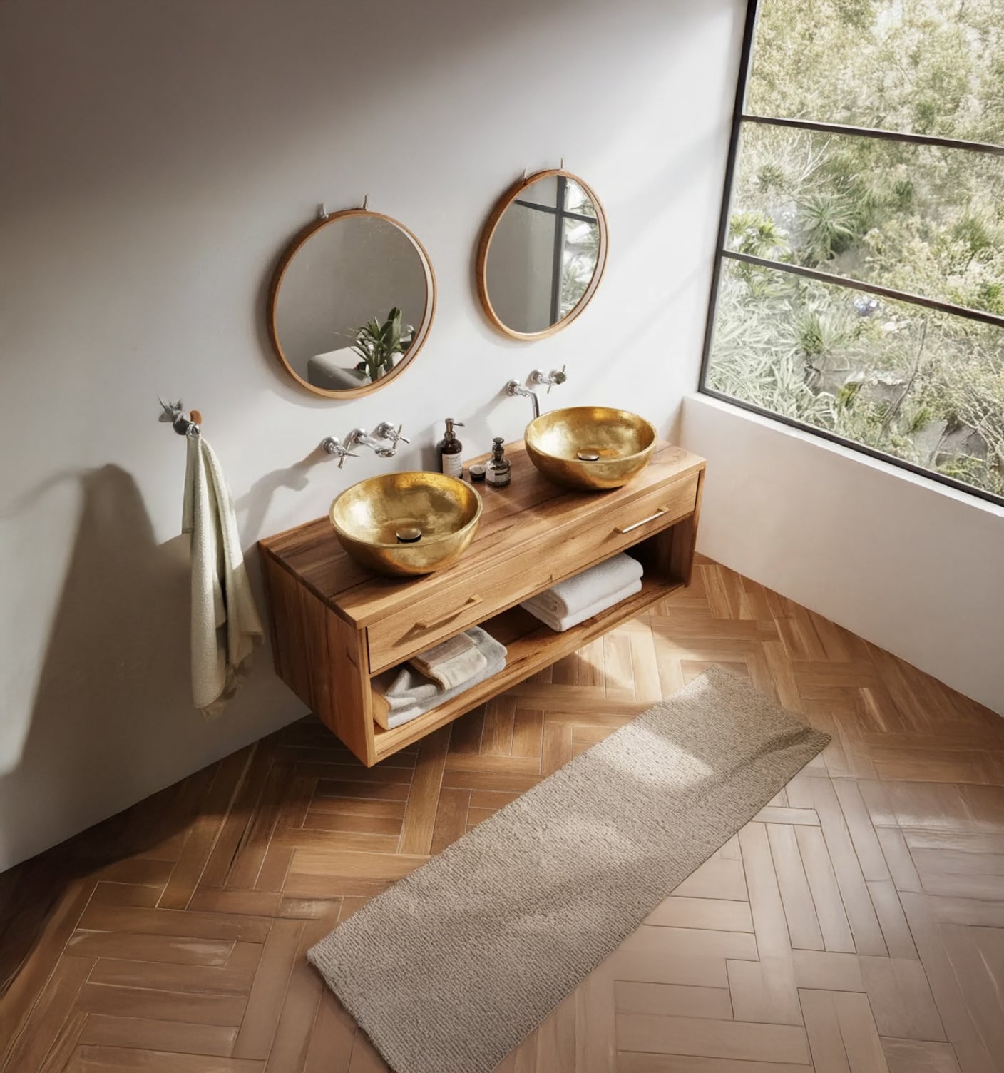 Farmhouse Bathroom Furniture With Floating Vanity