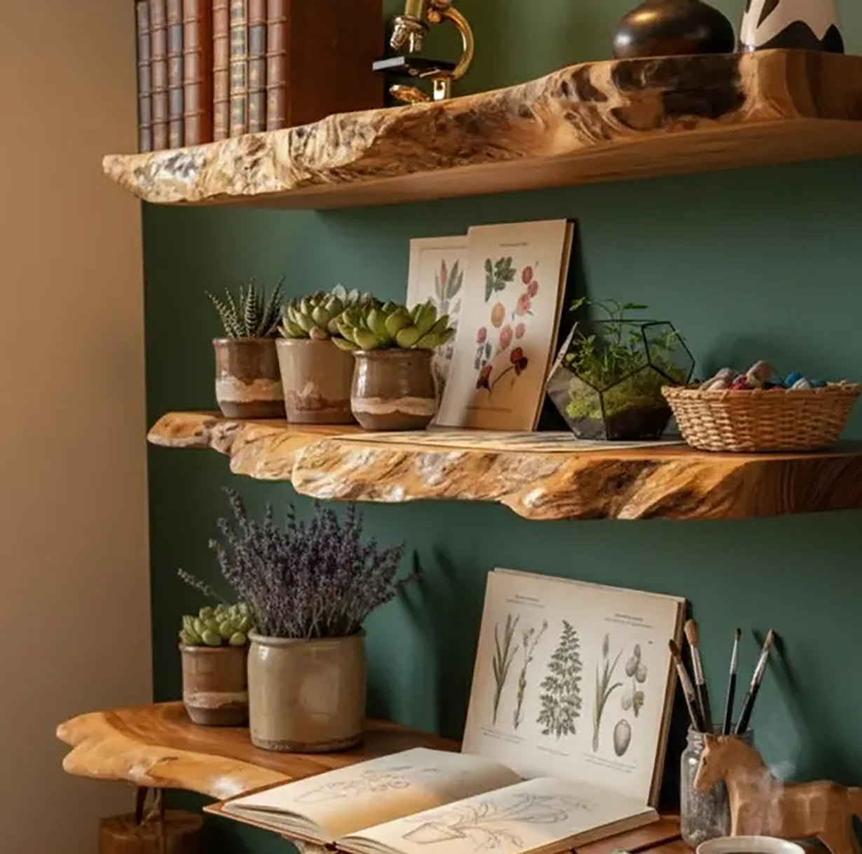 Handmade Live Edge Wood Wall Shelves – Rustic Natural Floating Shelves