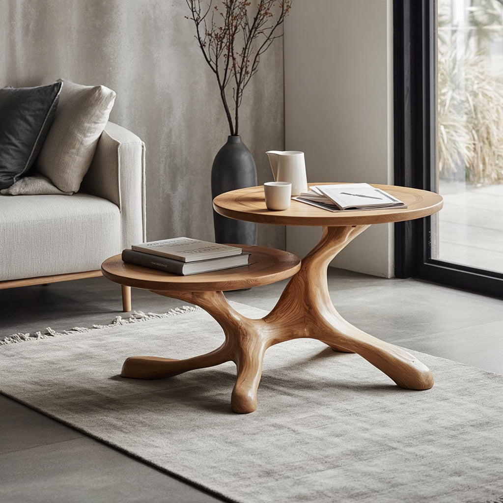 Handmade Solid Wood End Table, Tree Base Side Table, Rustic Home Decor