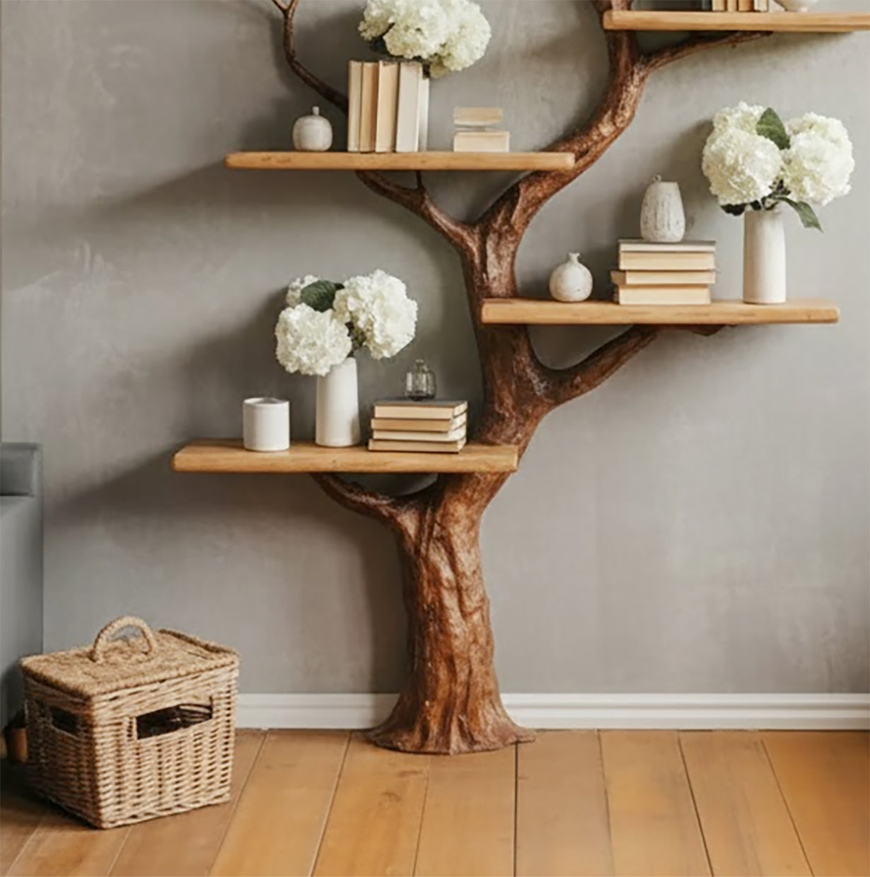 Handcrafted Solid Wood Tree BookShelf – Nature-Inspired Home Décor
