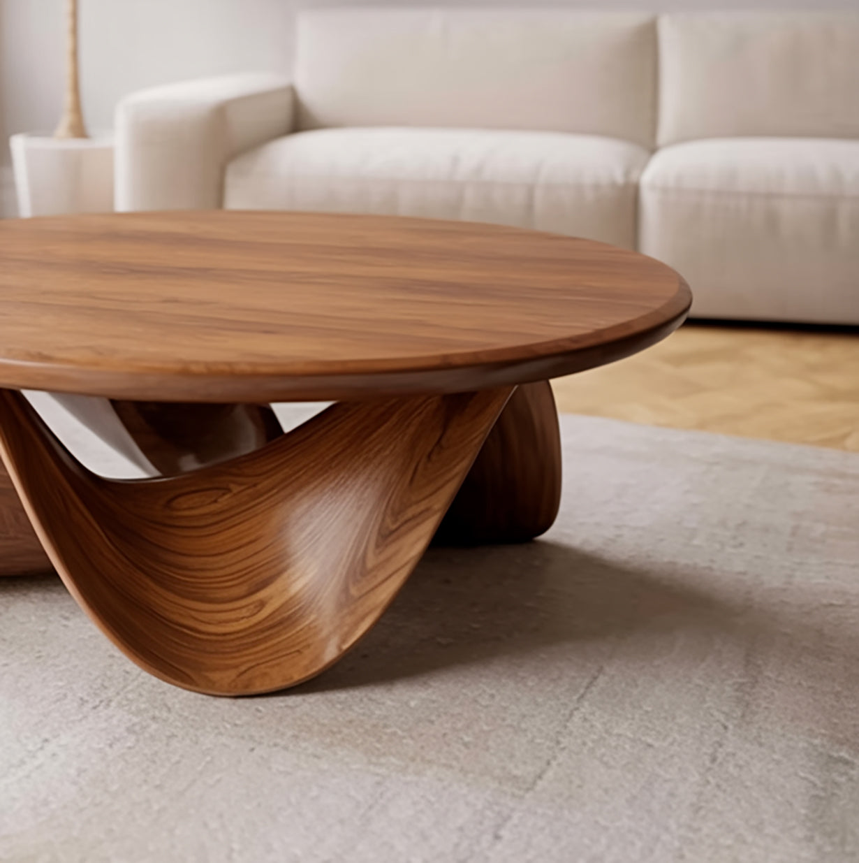 Sculptural Round Coffee Table For Holiday Decor