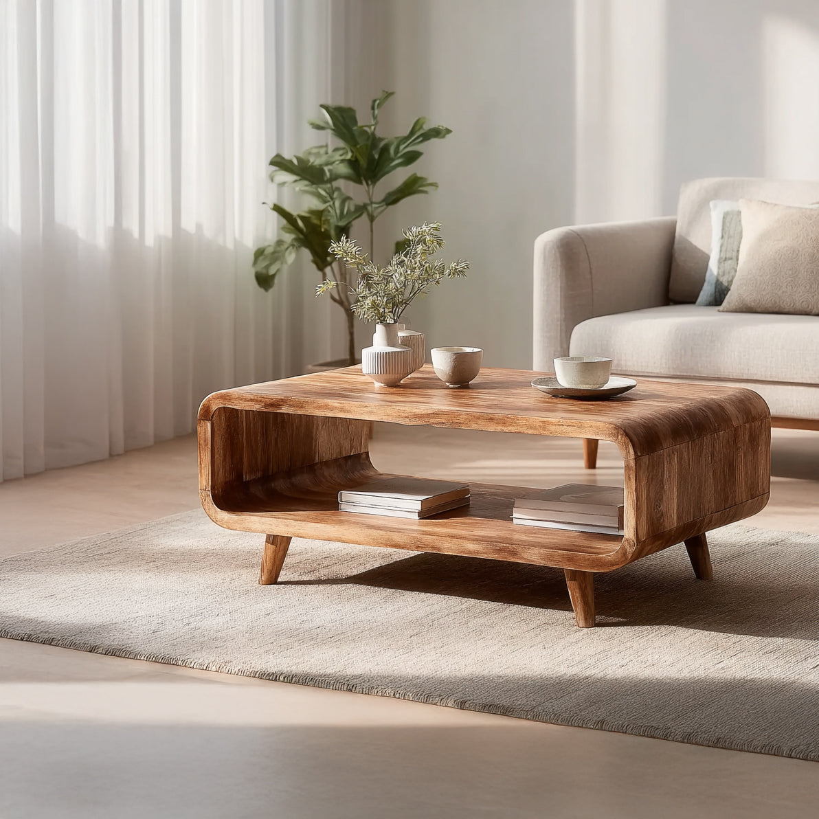 Mid Century Flow Form Coffee Table Living Room