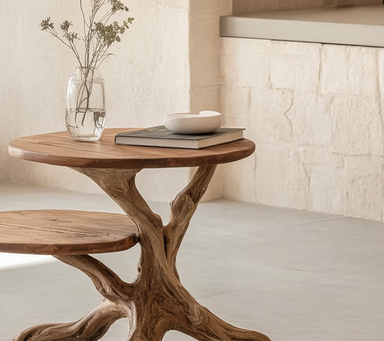 Organic Tree Root End Table – Solid Wood Accent Side Table