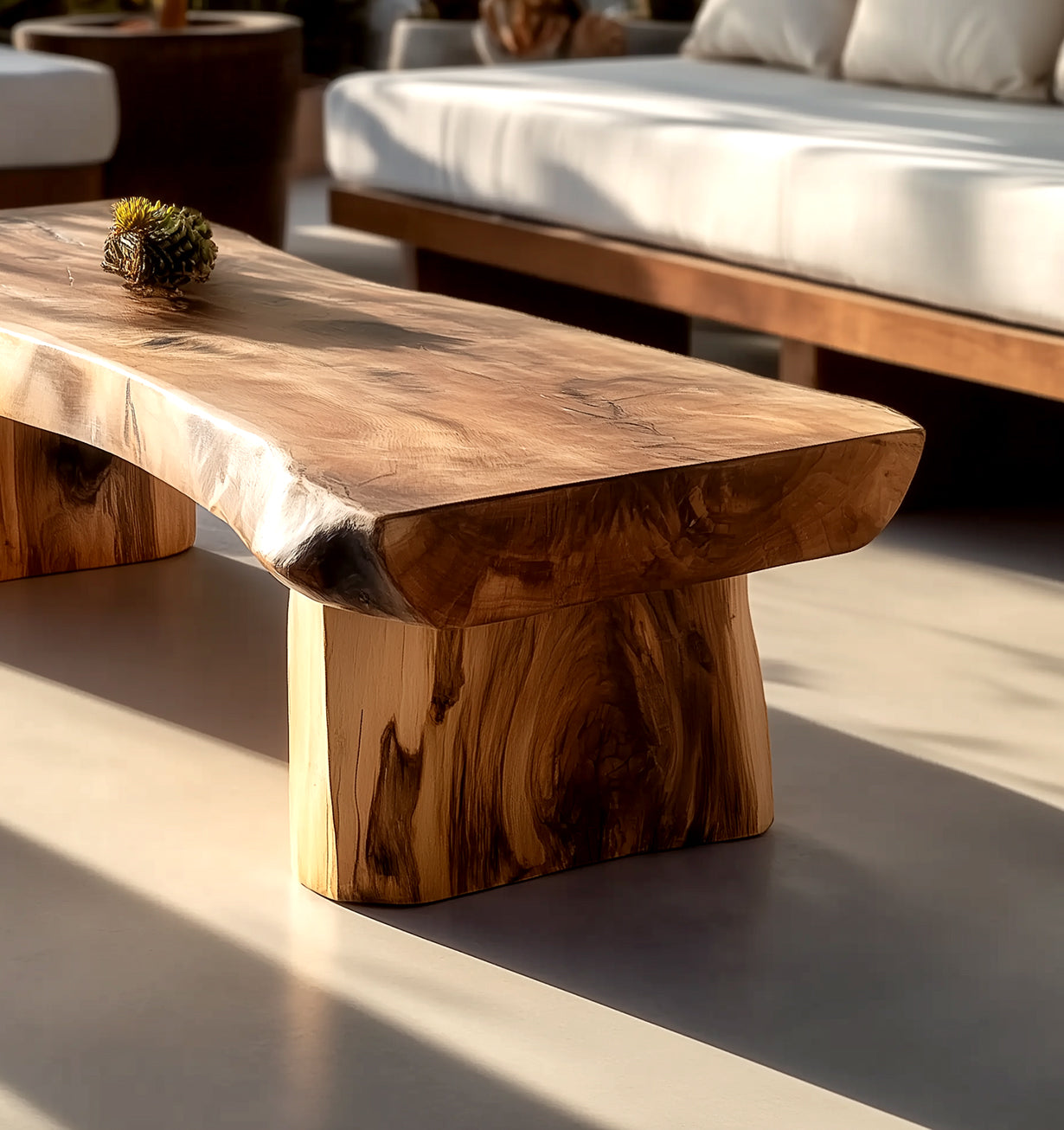 Rustic Handmade Solid Wood Sleeper Coffee Table