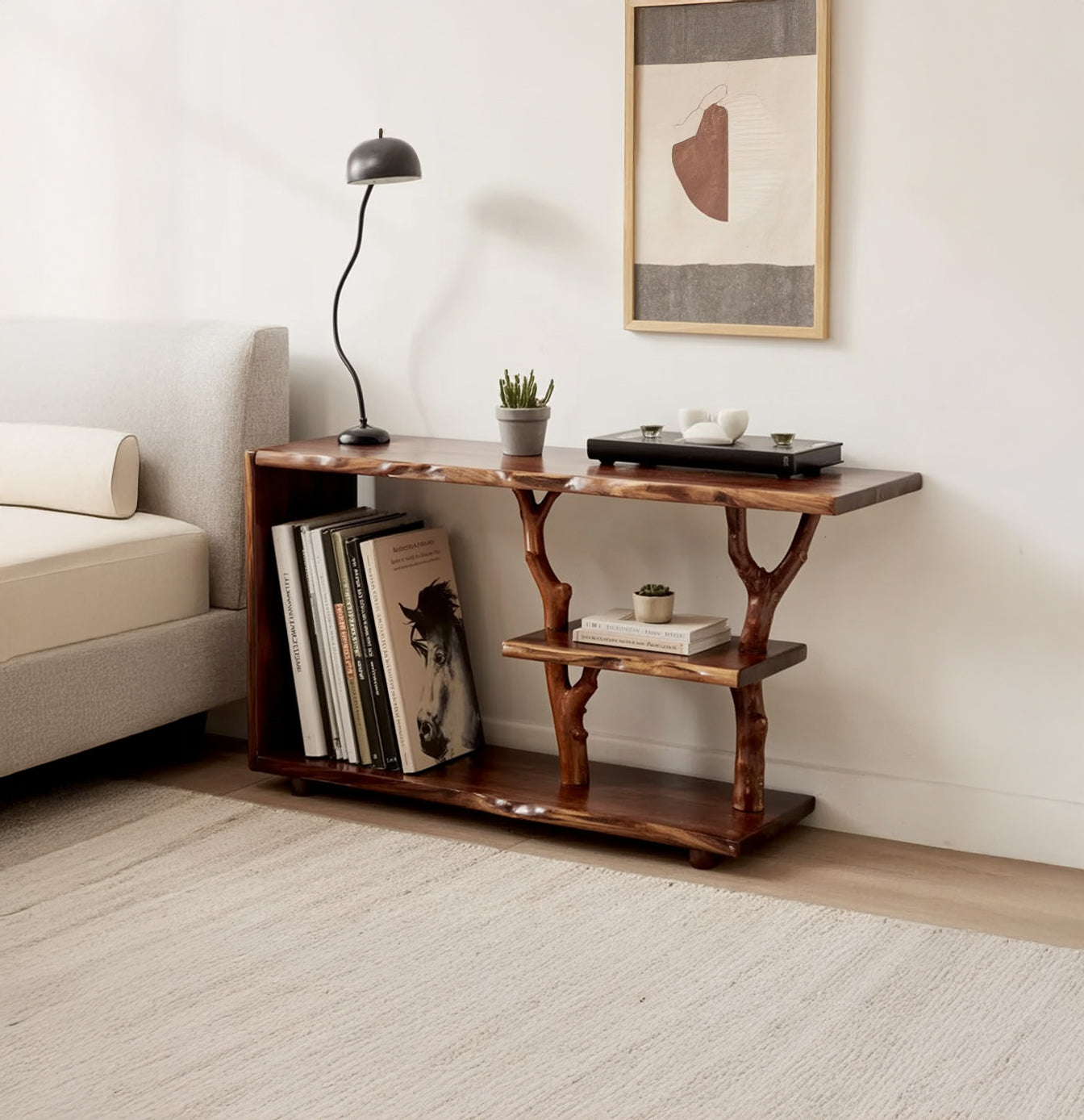 Driftwood Tree Branch Nightstand – Handcrafted Solid Wood Table