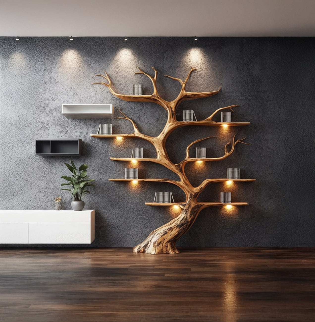 Rustic Tree Branch Floating Shelf – Driftwood Wall Decor Home Art