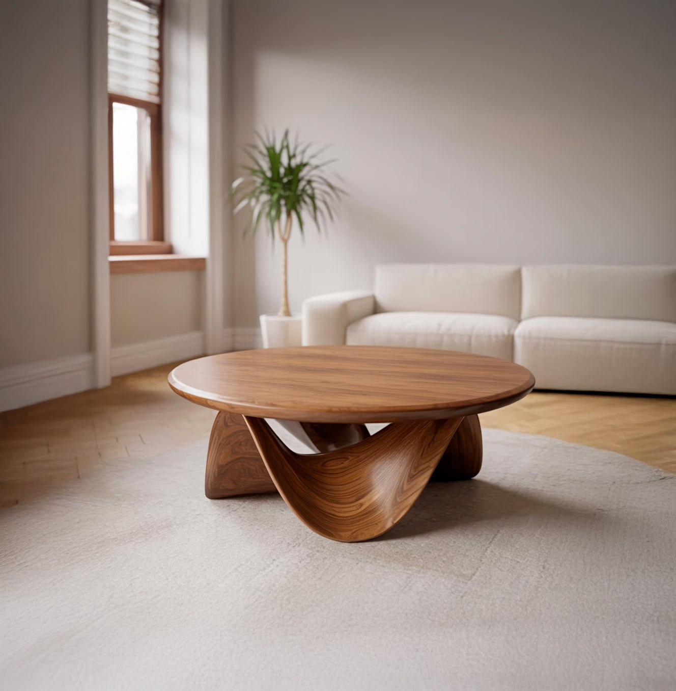 Sculptural Round Coffee Table For Holiday Decor
