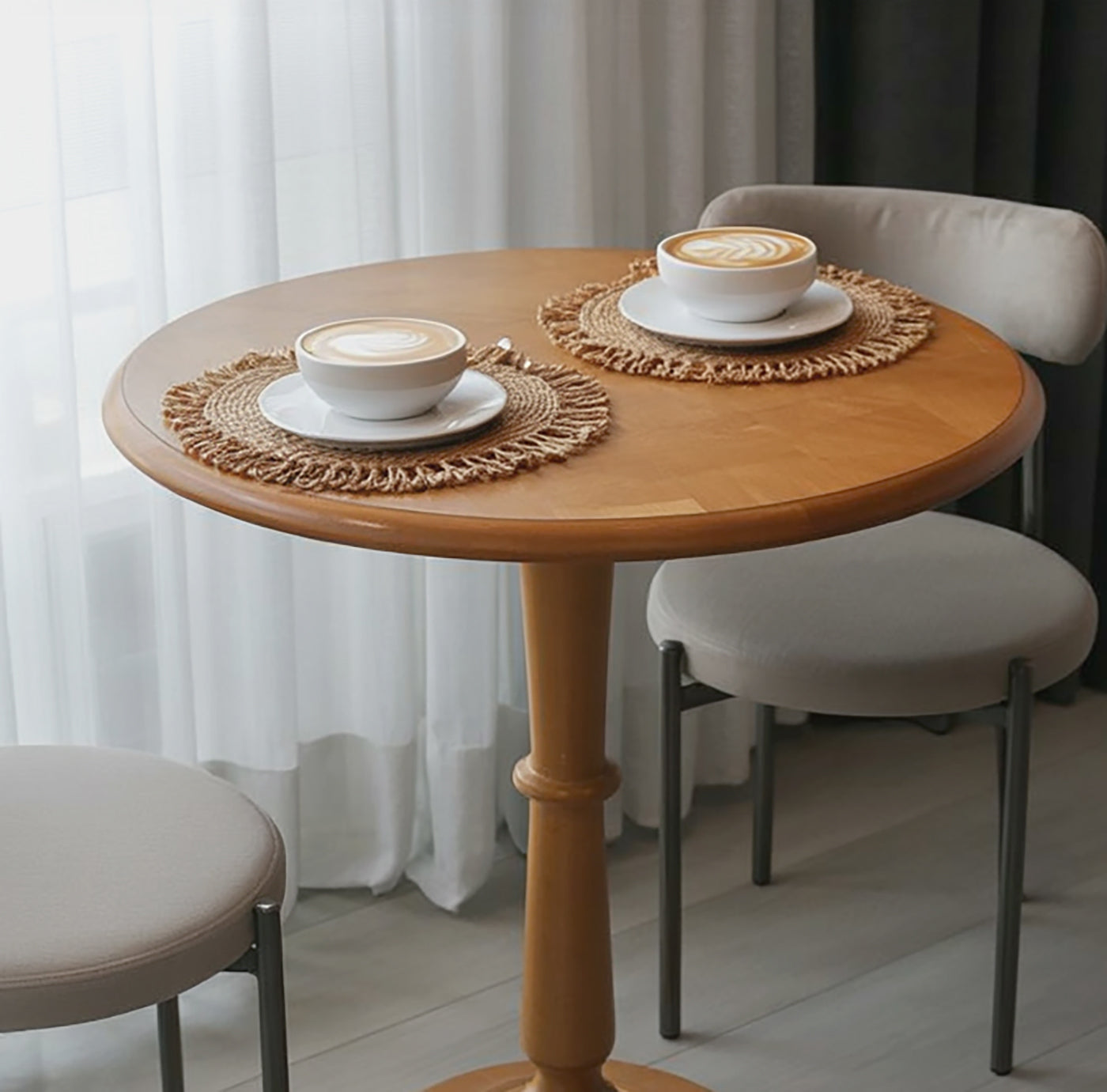 Round Bistro Dining Table, Small Kitchen Breakfast Table, Compact Circular Dining Table