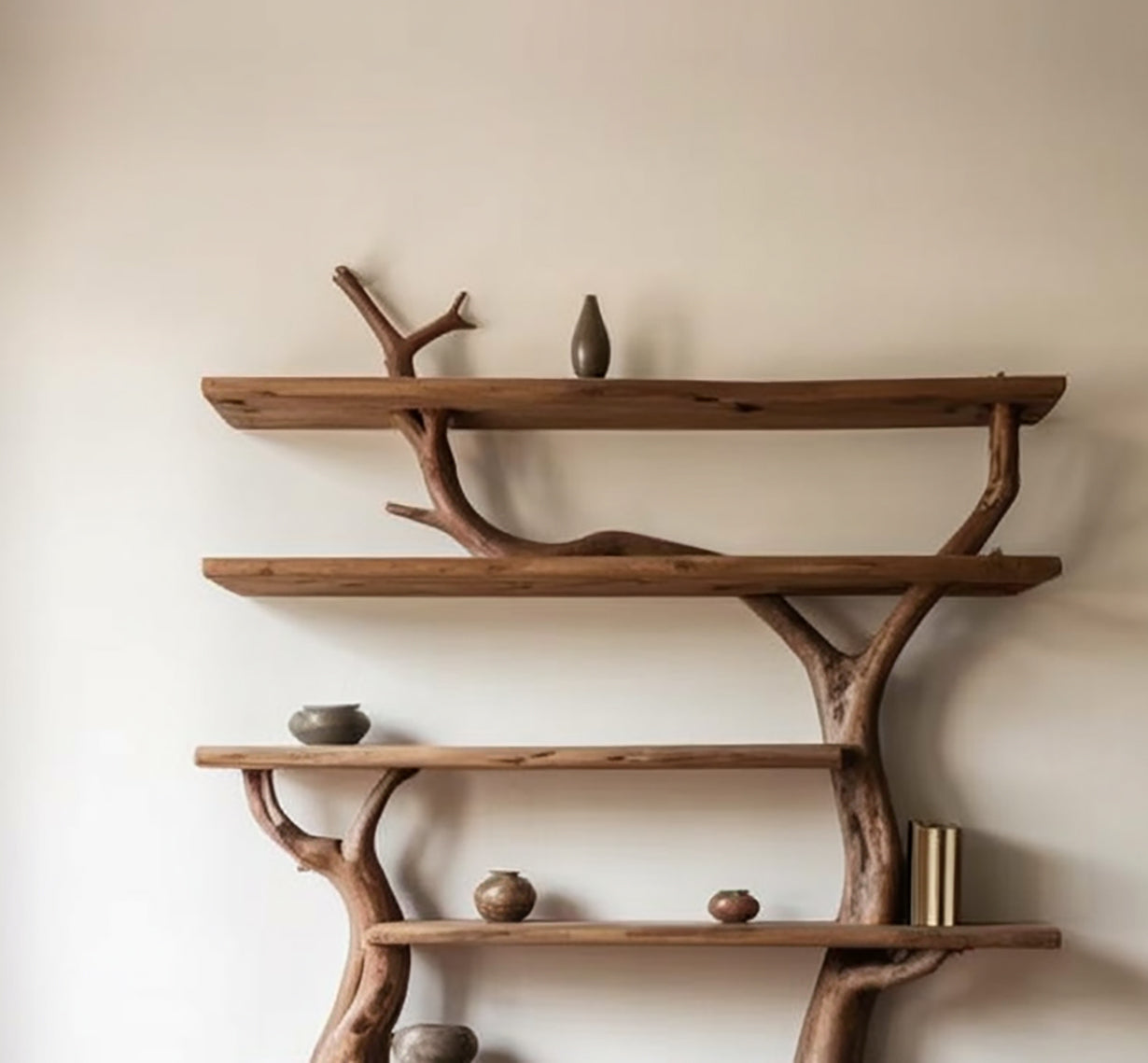 Tree Branch Bookshelf – Solid Wood Driftwood Wall & Floor Decor
