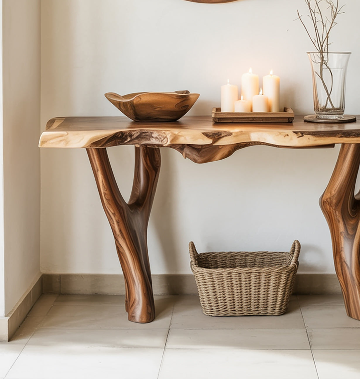 Entrway Root Console Table – Handcrafted Solid Wood Masterpiece
