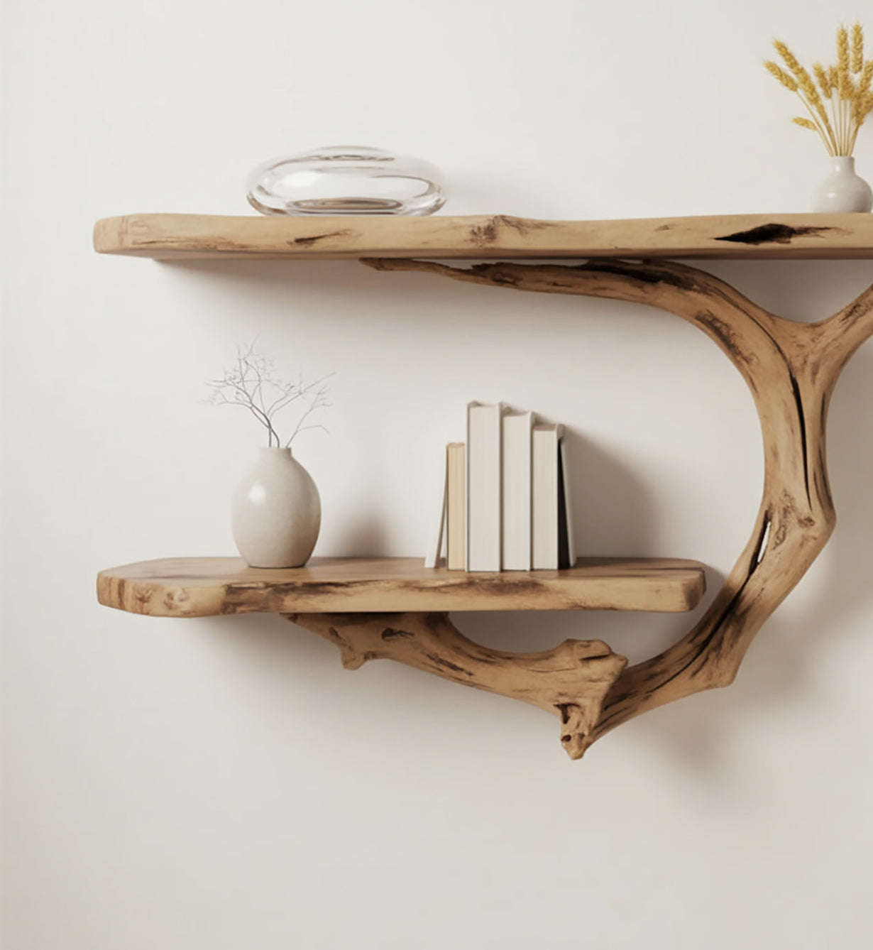 Driftwood Shelf – Handcrafted Solid Wood Wall Art & Bookshelf