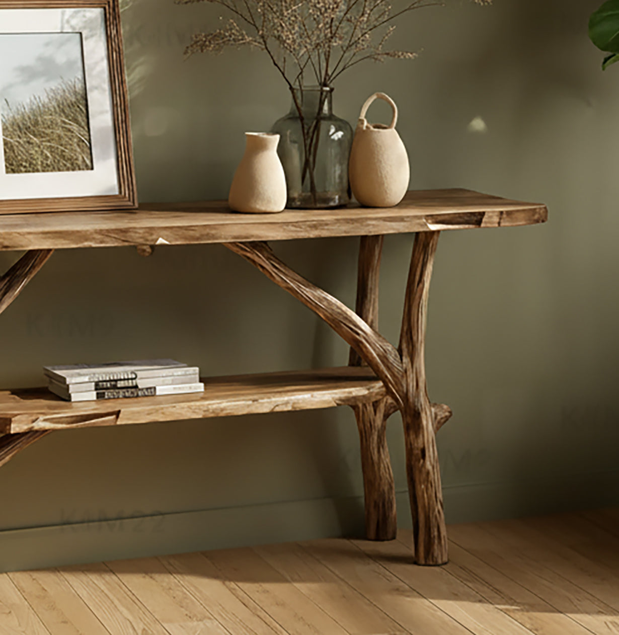 Rustic Farmhouse Console Table – Handcrafted Solid Wood Entryway Table