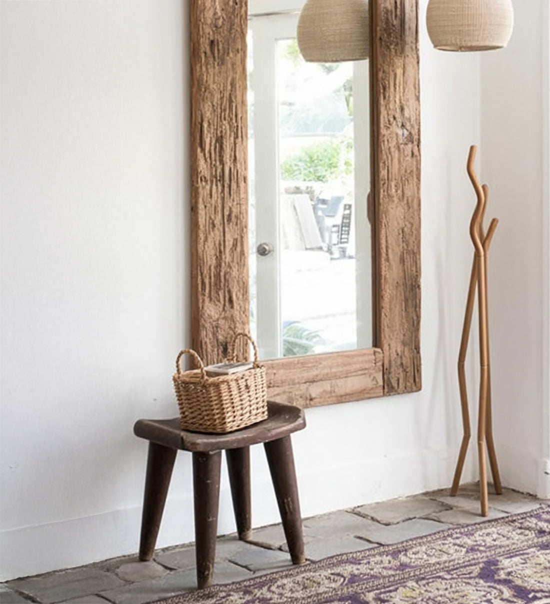 Handmade Wooden Mirror – Modern Full Length Wall Art Mirror, Mid-Century Floor Mirror, Home Decor & Christmas Gift