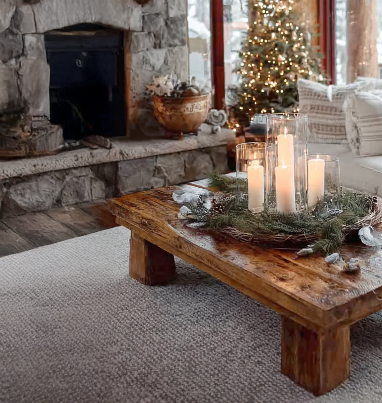 Handmade Live Edge Wooden Coffee Table – Rustic Home Furniture, Mid Century Rustic Coffee Table