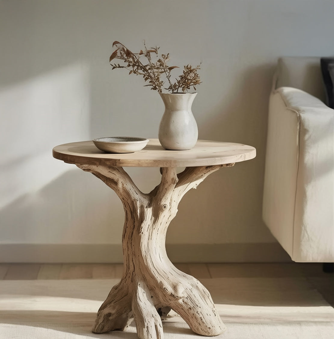 Rustic Live Edge End Table – Handmade Solid Wood Side Table