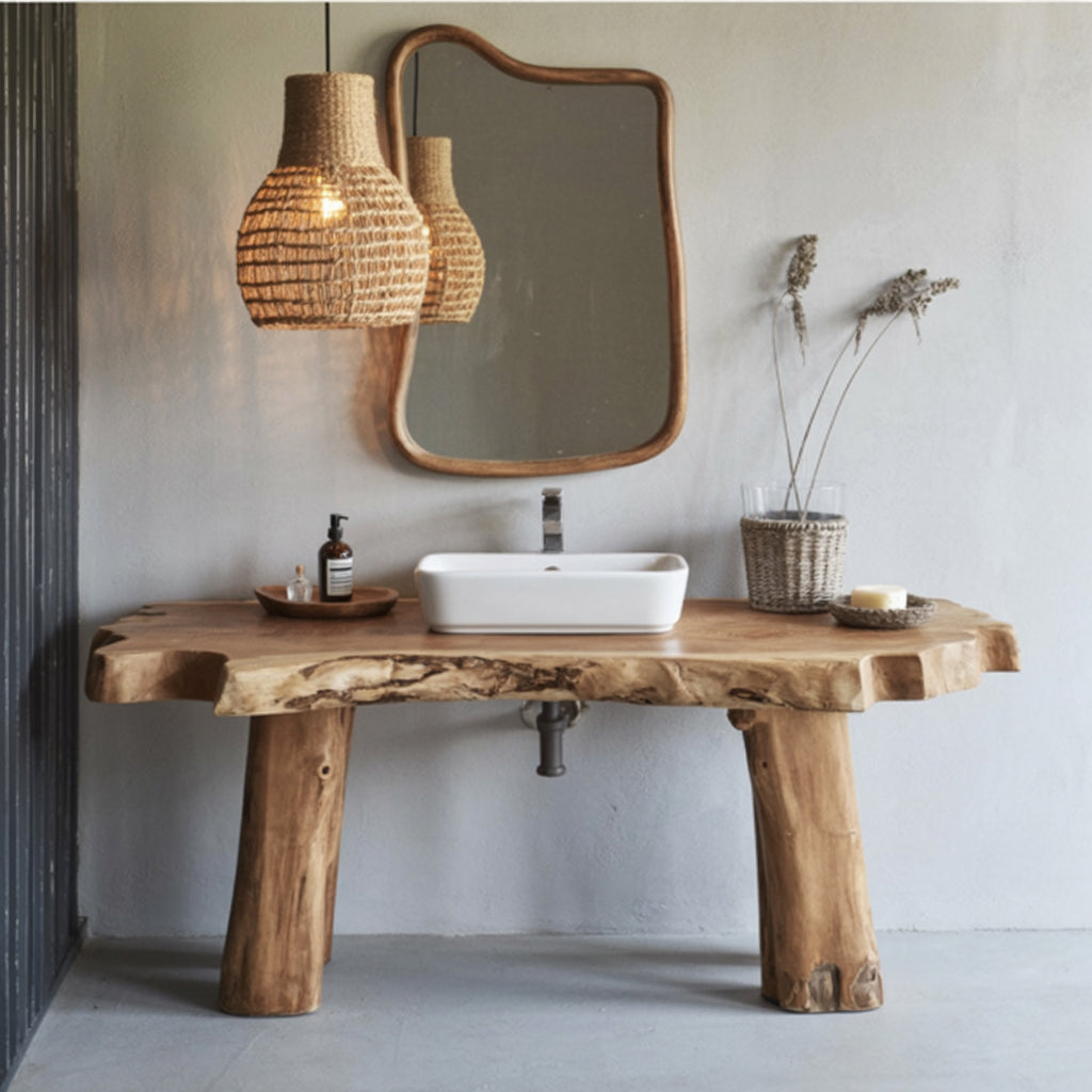 Rustic Bathroom Vanity – Solid Handmade Farmhouse Live Edge Reclaimed Wood Cabinet