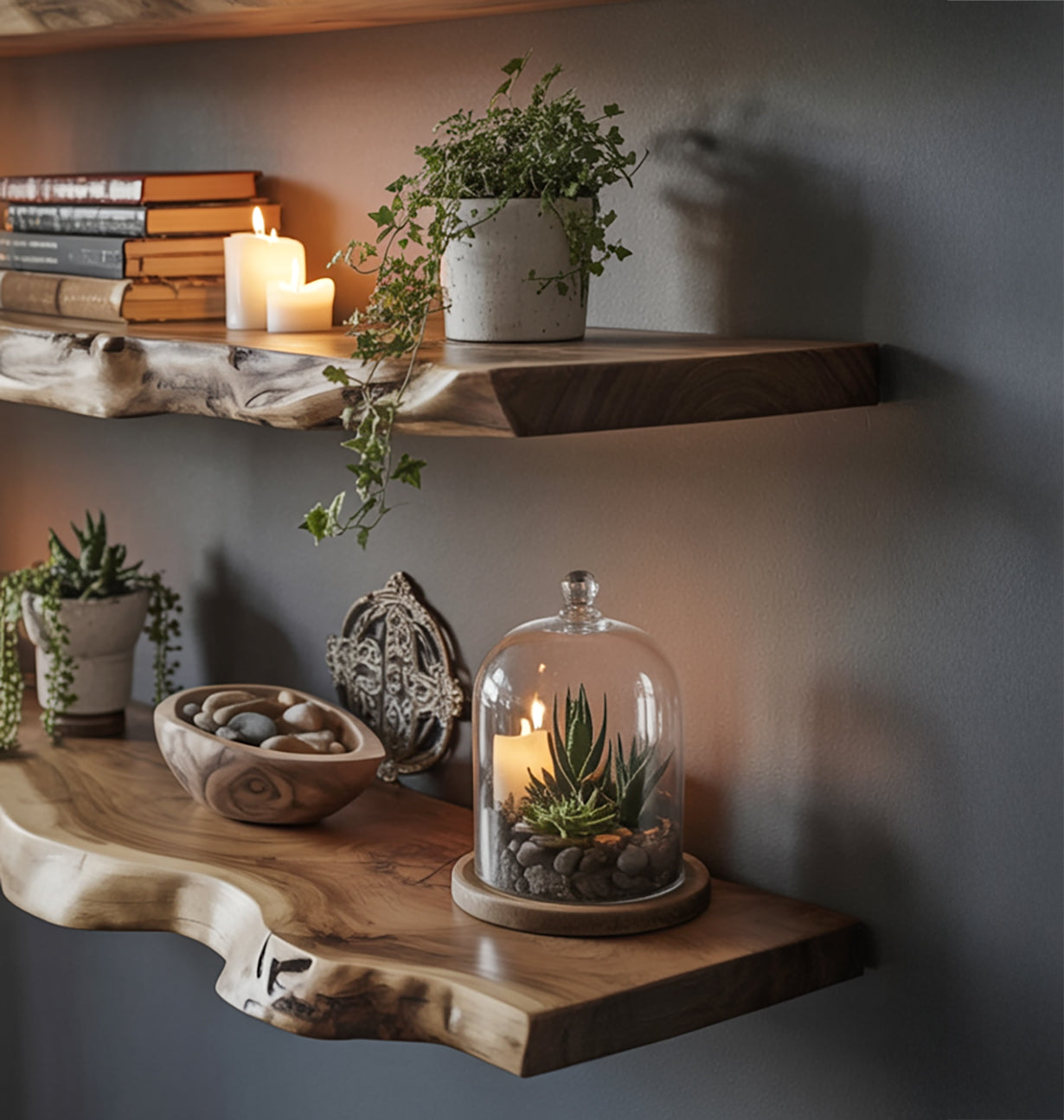 Handmade Live Edge Wood Shelf – Modern Floating Wall Storage Rack